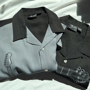 Fender The Collection by Da Vinci Men L Short Sleeve Button Down Guitar Lot of 2